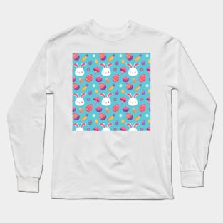 Seamless Easter Eggs and Bunnies Pattern Long Sleeve T-Shirt